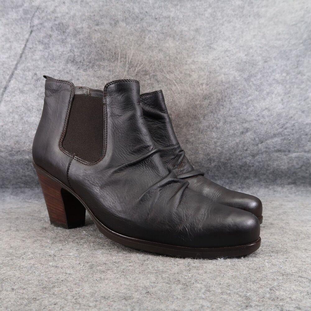 Paul Green Shoes Womens 9 Bootie Block Heel Chelsea Slouch Leather Classic Black